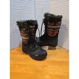 The North Face Fair Isle BRAT Girls Shellista Faux Fur Boots 7 Waterproof EUC